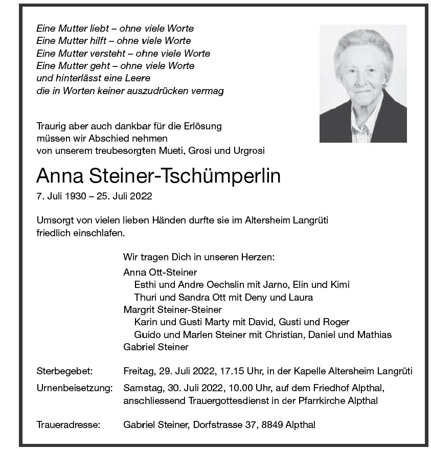 Anna Steiner-Tschümperlin