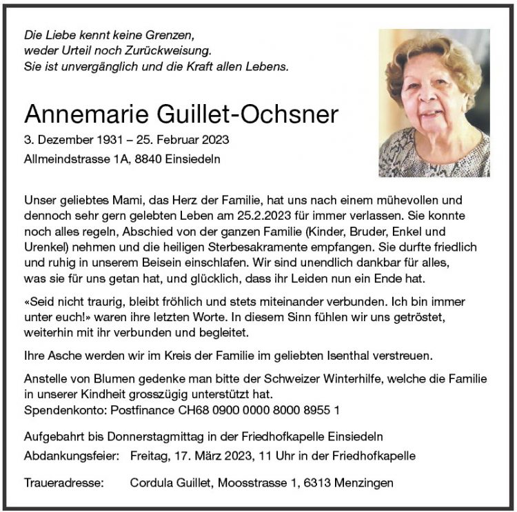 Annemarie Guillet-Ochsner – Einsiedler Anzeiger