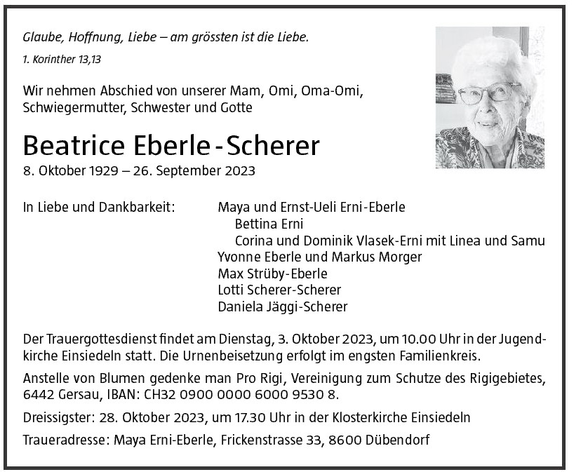 Beatrice Eberle Scherer Einsiedler Anzeiger