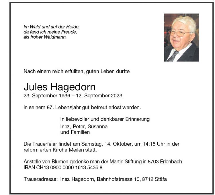 Jules Hagedorn – Einsiedler Anzeiger